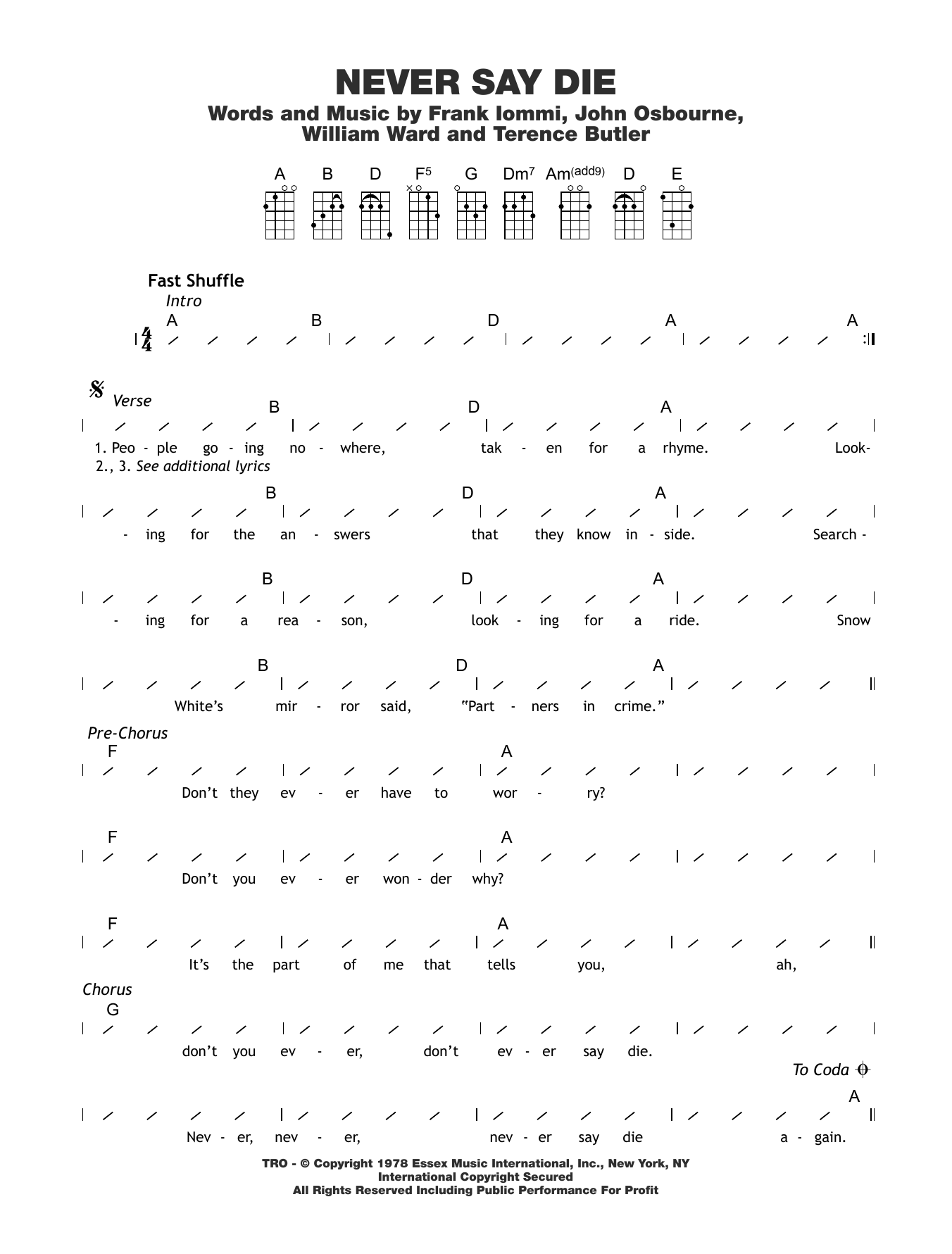 Produktgalerie: Seite 1 von 1 Never Say Die, Black Sabbath, Ukulele