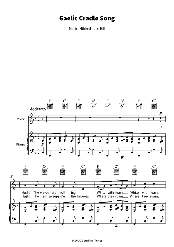 gallery: Gaelic Cradle Song - Irish lullaby in F major, , Gesang und Klavier