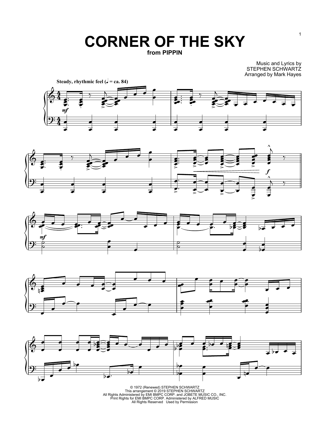 Produktbild zu: Corner Of The Sky (from Pippin) (arr. Mark Hayes)