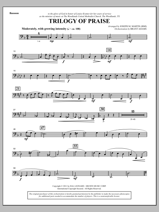 Produktbild zu: Trilogy Of Praise - Bassoon