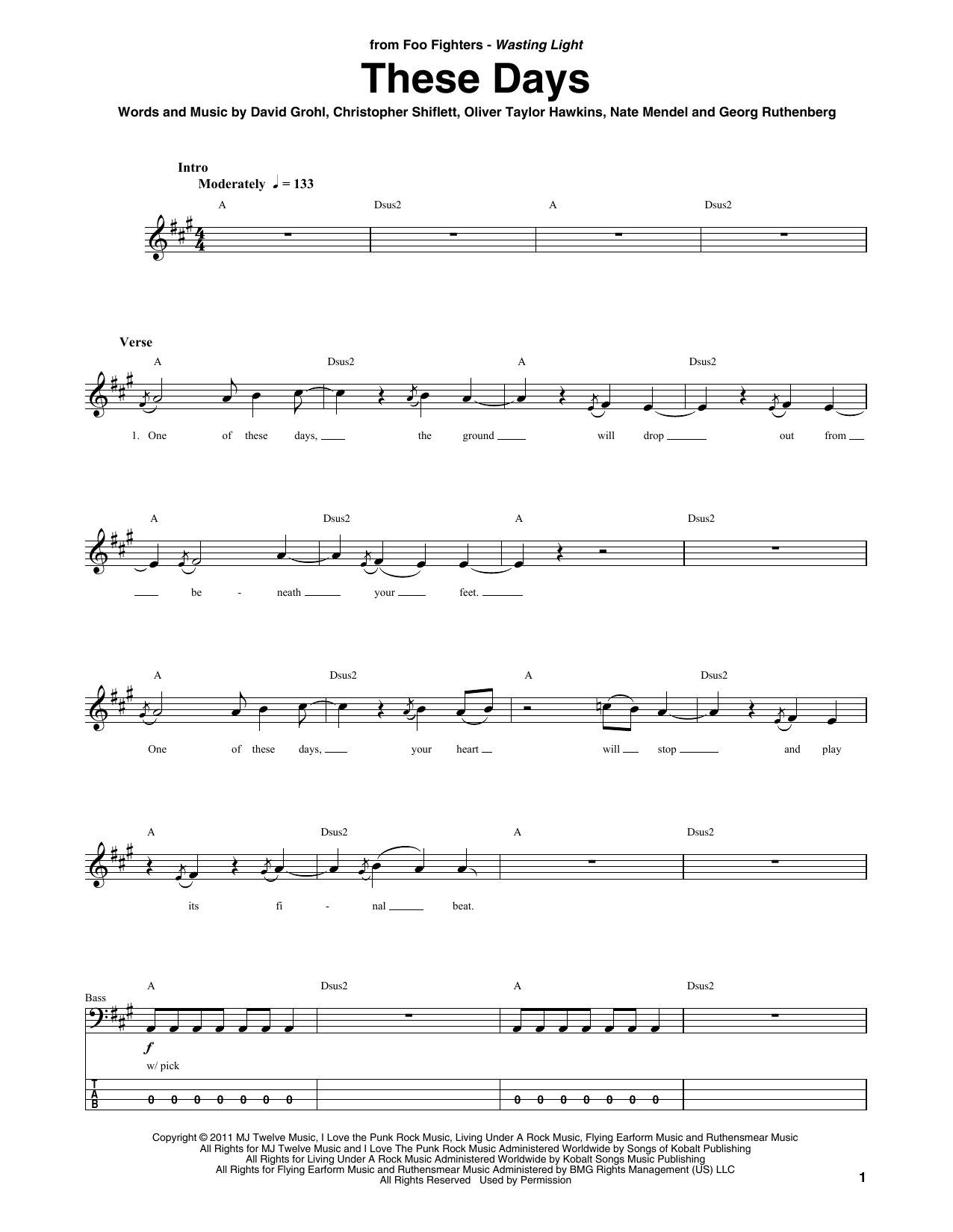 Produktgalerie: Seite 1 von 1 These Days, Foo Fighters, E-Bass