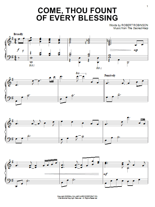 Product gallery: Page 1 of 1 Come, Thou Fount of Every Blessing, Robert Robinson