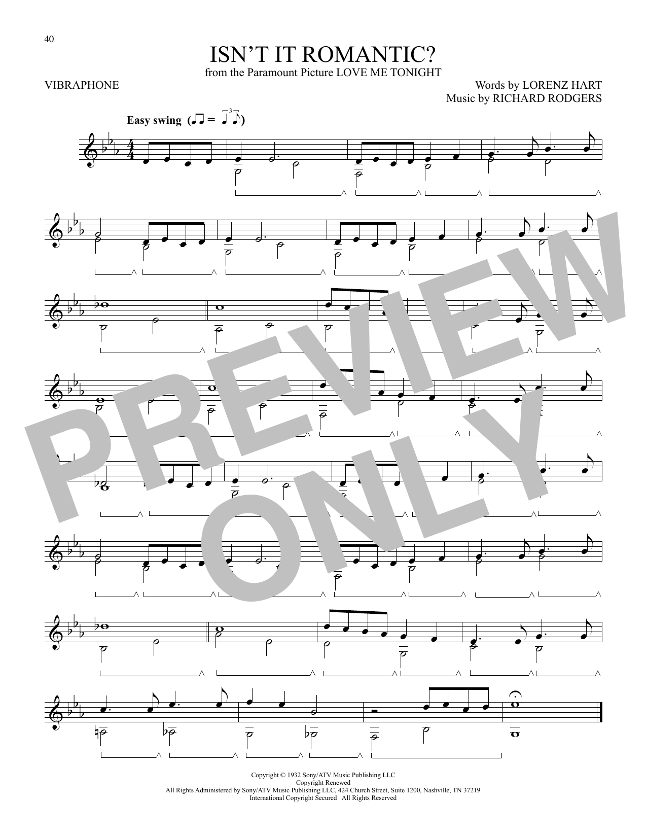 Produktgalerie: Seite 1 von 1 Isn't It Romantic? (from Love Me Tonight), Rodgers & Hart, Vibraphon