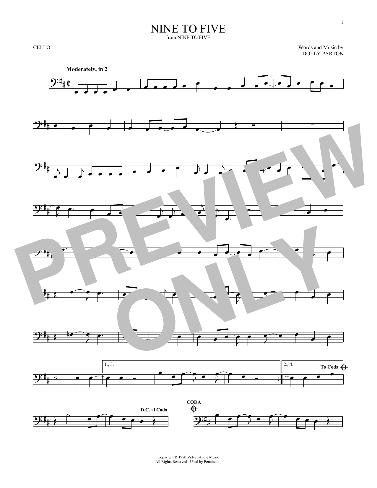 Produktgalerie: Seite 1 von 1 Nine To Five, Dolly Parton, Violoncello