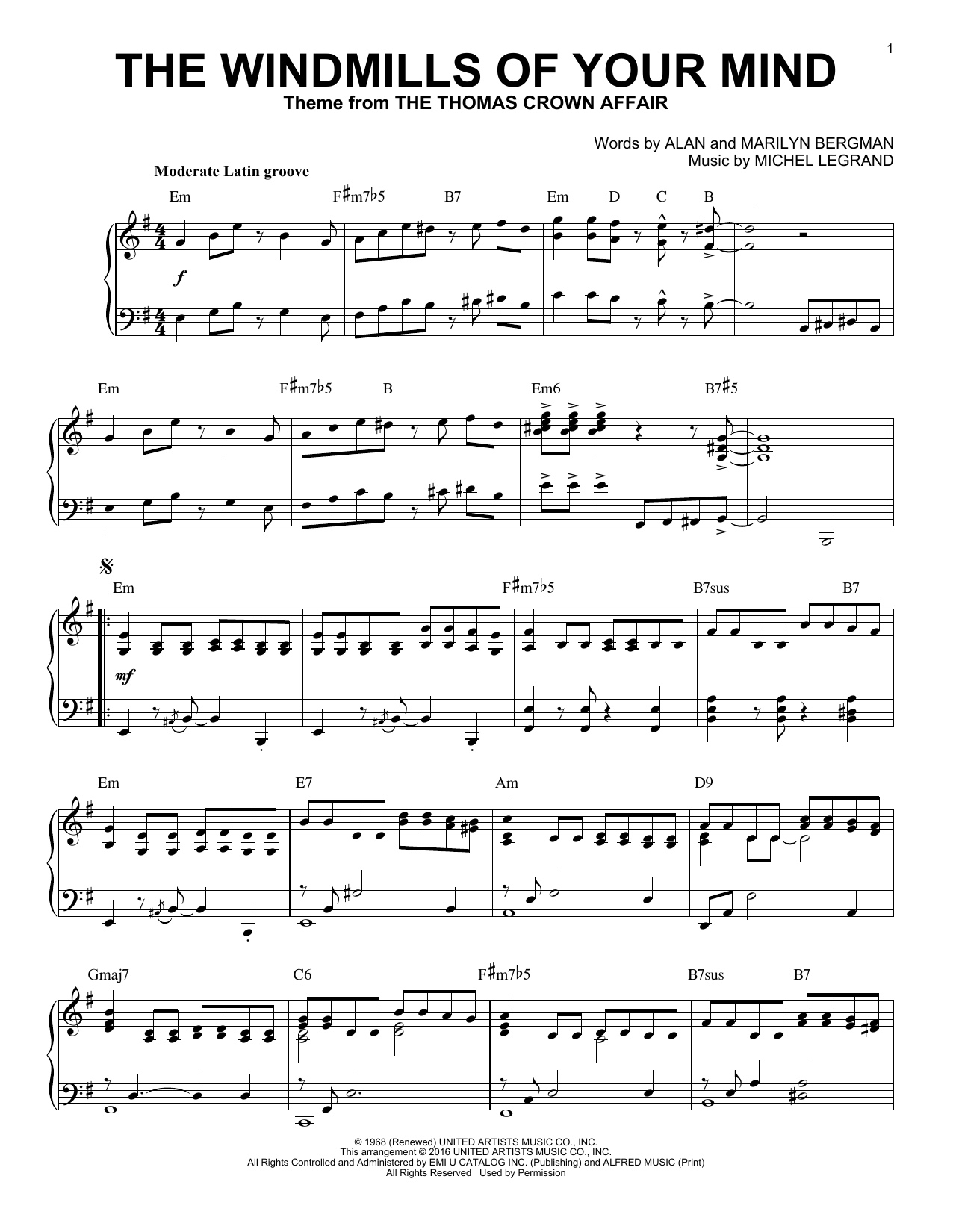 Product gallery: Page 1 of 1 The Windmills Of Your Mind [Jazz version] (arr. Brent Edstrom), Alan Bergman