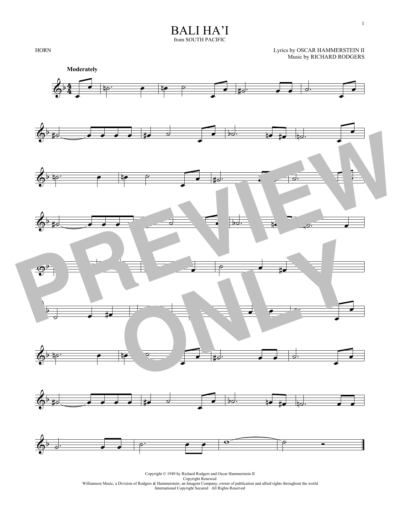 Produktgalerie: Seite 1 von 1 Bali Ha'i, Rodgers & Hammerstein, Horn