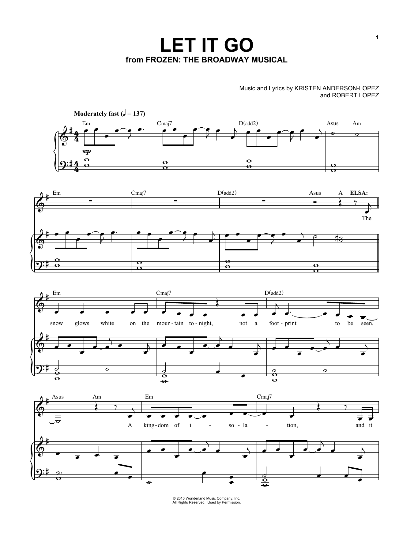 Produktbild zu: Let It Go (from Frozen: The Broadway Musical)