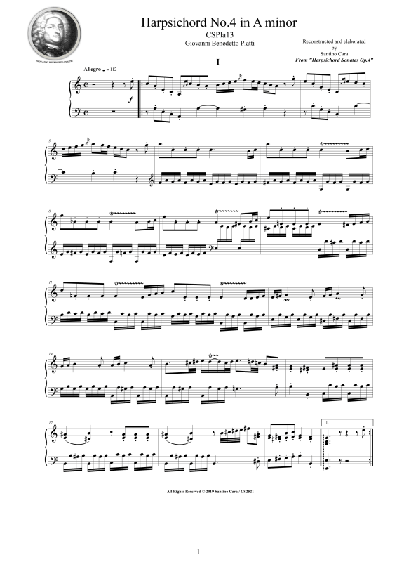 Produktbild zu: Cembalo Sonate Nr. 4 in A-Moll, Op.4Giovanni Benedetto Platti