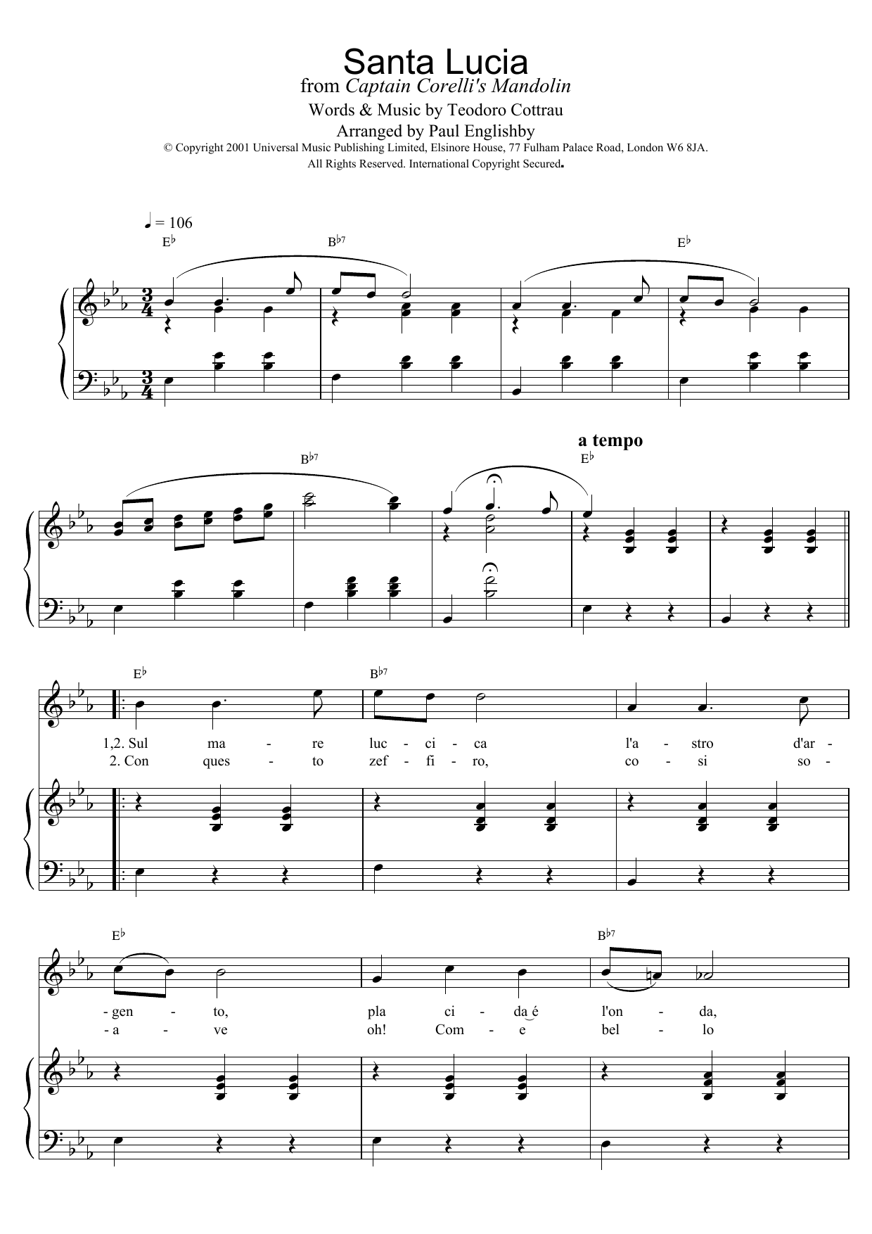 Produktgalerie: Seite 1 von 1 Santa Lucia, Teodoro Cottrau, Gesang, Klavier