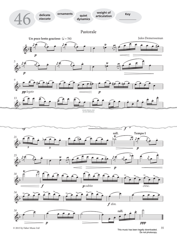Product gallery: Page 1 of 1 Study No.46 Pastorale (from 'More Graded Studies For Flute Book One'), Jules Demersseman