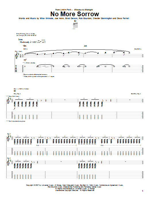 Produktgalerie: Seite 1 von 1 No More Sorrow, Linkin Park, Gitarre