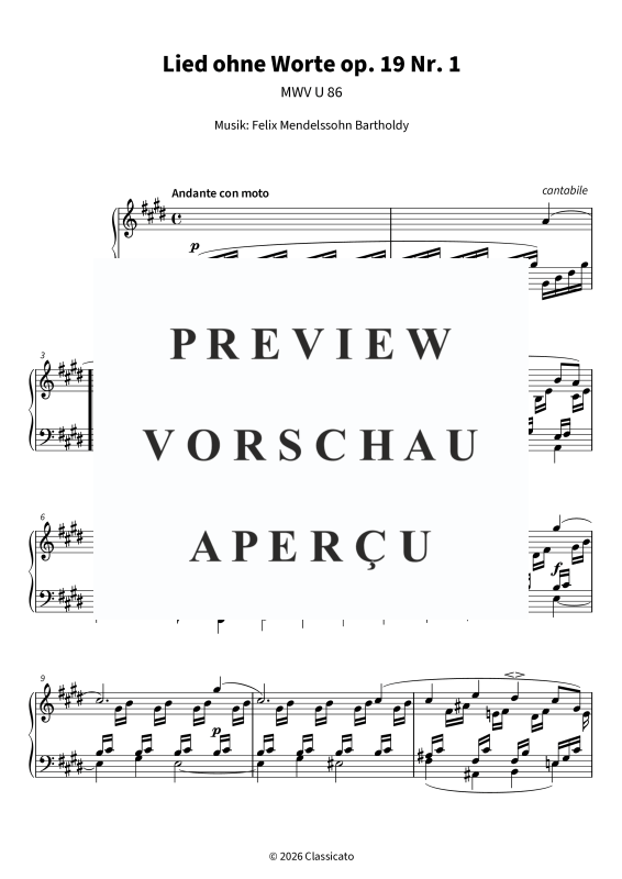 Produktgalerie: Seite 5 von 8 Lied ohne Worte op. 19 Nr. 1, , Klavier Solo