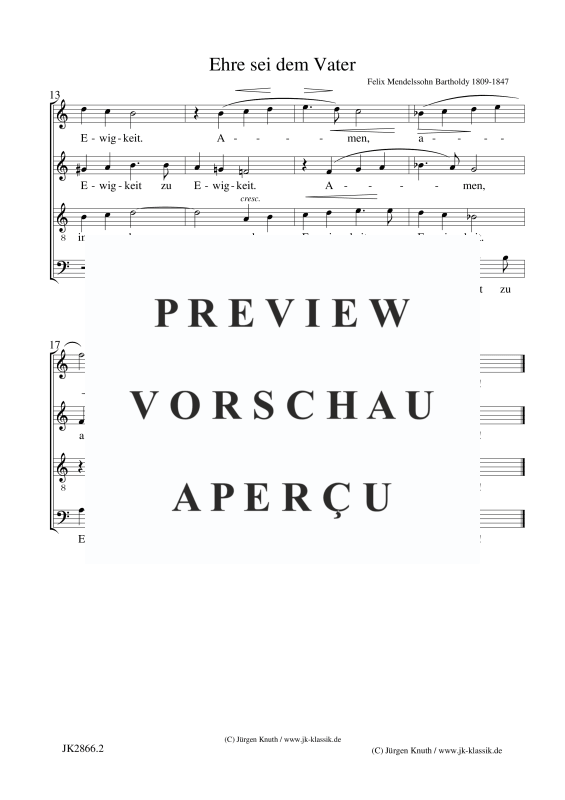 Product gallery: Page 5 of 5 Ehre sei dem Vater , , (mixed choir)