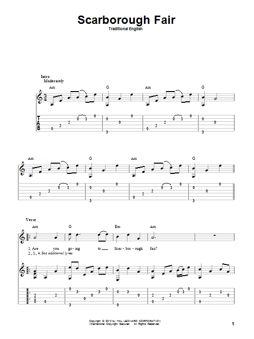 Produktgalerie: Seite 1 von 1 Scarborough Fair, Traditional English Ballad, Gitarre