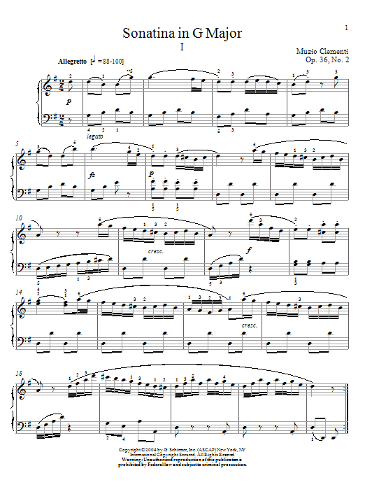 Product gallery: Page 1 of 1 Sonatina In G Major, Op. 36, No. 2, Muzio Clementi