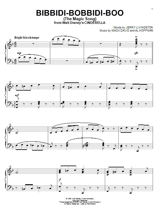 Product gallery: Page 1 of 1 Bibbidi-Bobbidi-Boo (The Magic Song) (from Cinderella), Verna Felton