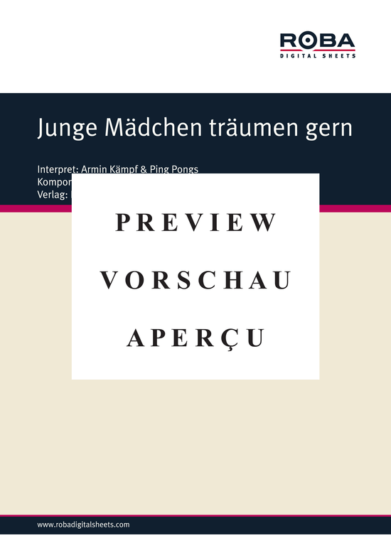 Product gallery: Page 2 of 3 Junge Mädchen träumen gern , Kämpf, Armin, (Piano solo with underlaid text)