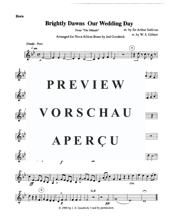 Produktgalerie: Seite 7 von 9 Brightly Dawns our Wedding Day (from "The Mikado"), , Blechbläser Quintett