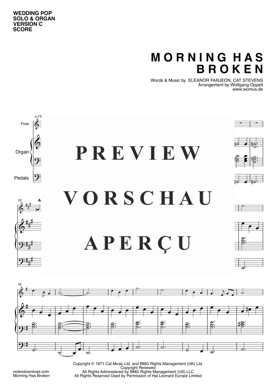 gallery: Morning Has Broken, Stevens, Cat, (Solo Instrument in C: Querflöte, Violine, Oboe und Orgel)