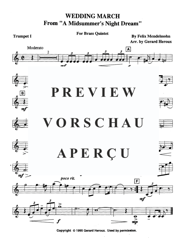 Produktgalerie: Seite 6 von 10 Hochzeitsmarsch, , Blechbläser Quintett