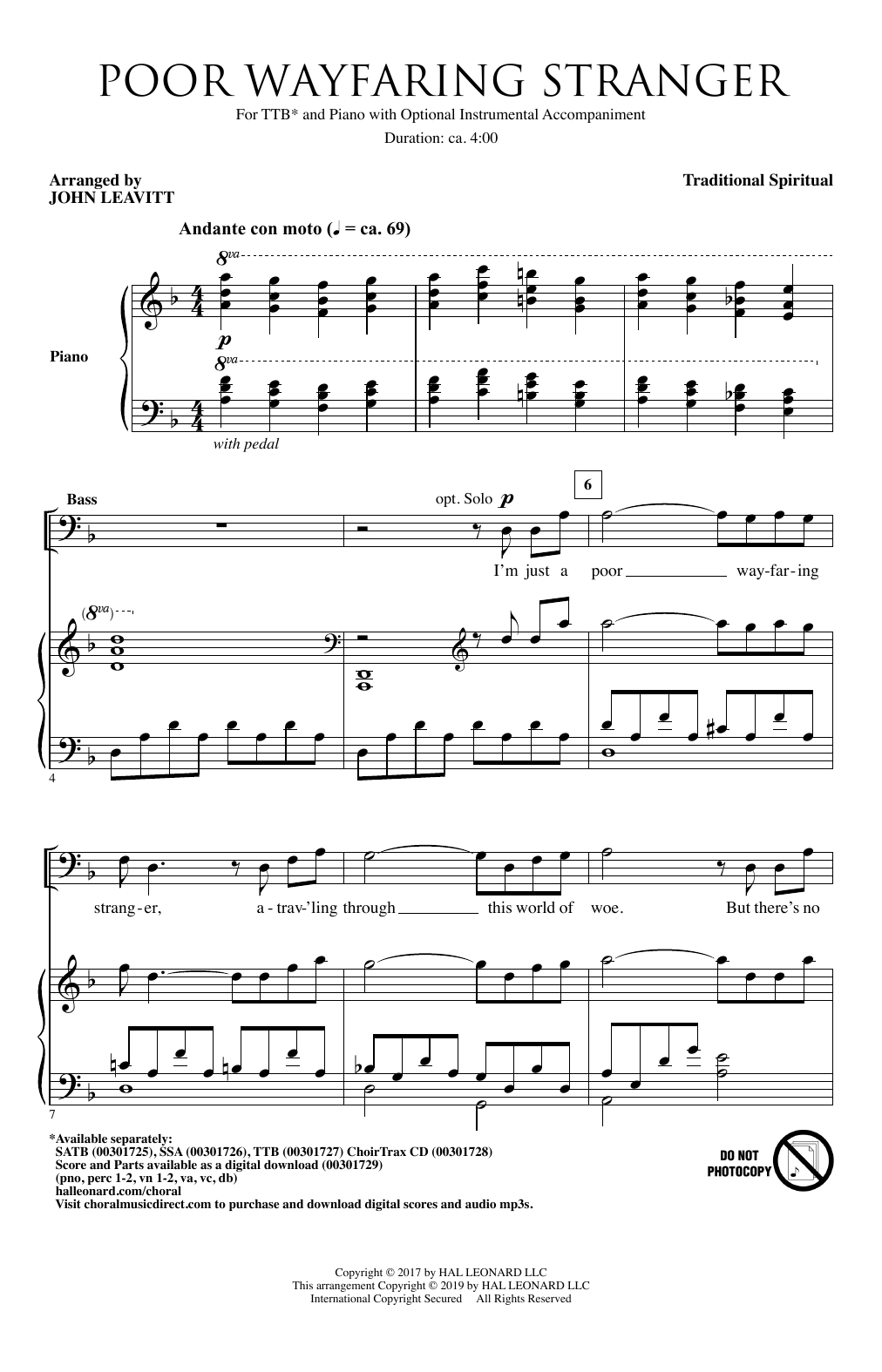 Product picture to: Poor Wayfaring Stranger (arr. John Leavitt)