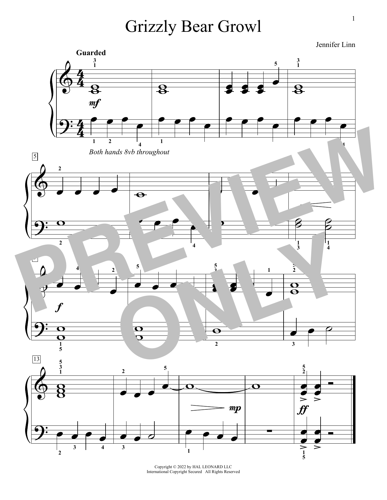 Produktgalerie: Seite 1 von 1 Grizzly Bear Growl, Jennifer Linn, Klavier