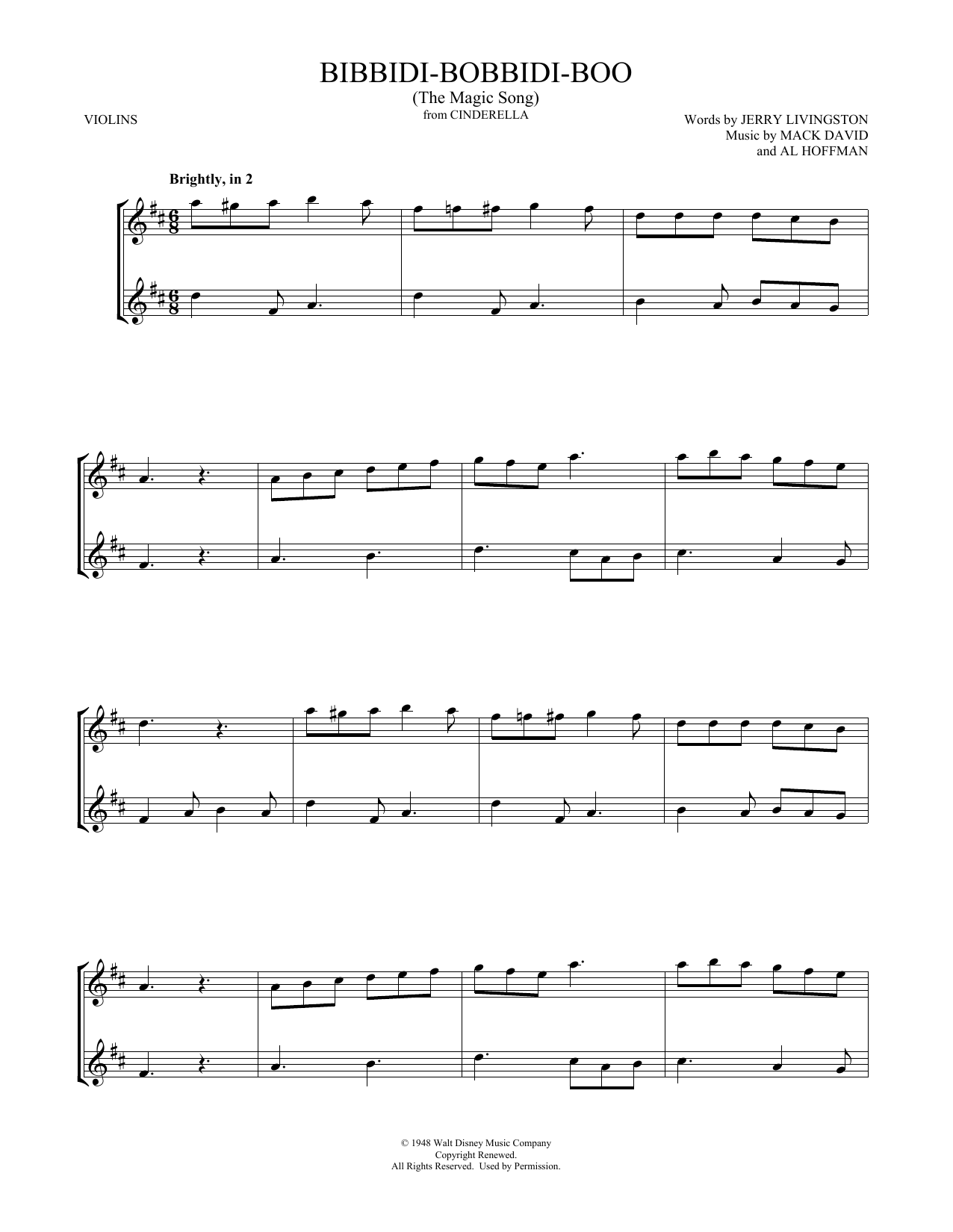 Product gallery: Page 1 of 1 Bibbidi-Bobbidi-Boo (The Magic Song) (from Cinderella) (arr. Mark Phillips), Verna Felton