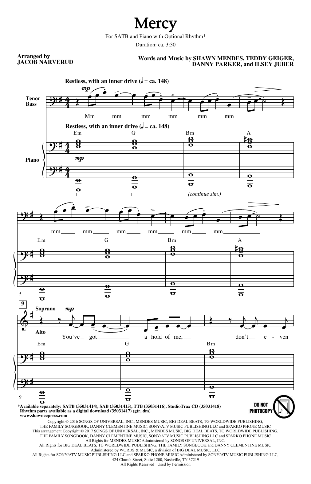 Product picture to: Mercy (arr. Jacob Narverud)