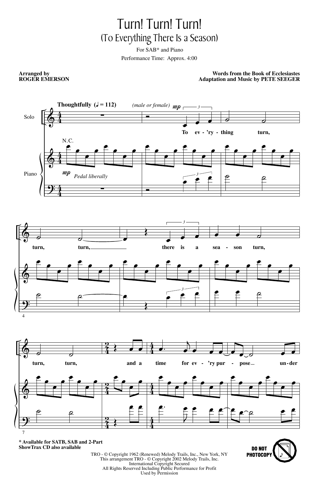 Produktgalerie: Seite 1 von 1 Turn! Turn! Turn! (To Everything There Is A Season) (arr. Roger Emerson), The Byrds, Chor