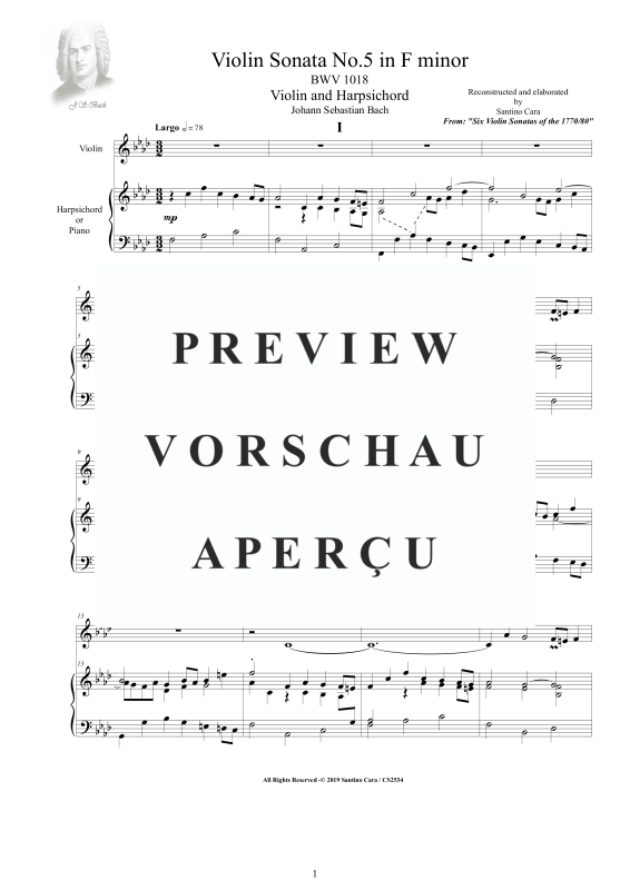 Produktgalerie: Seite 2 von 11 Violin Sonate Nr. 5 F-Moll BWV 1018, , Violine und Cembalo/Klavier