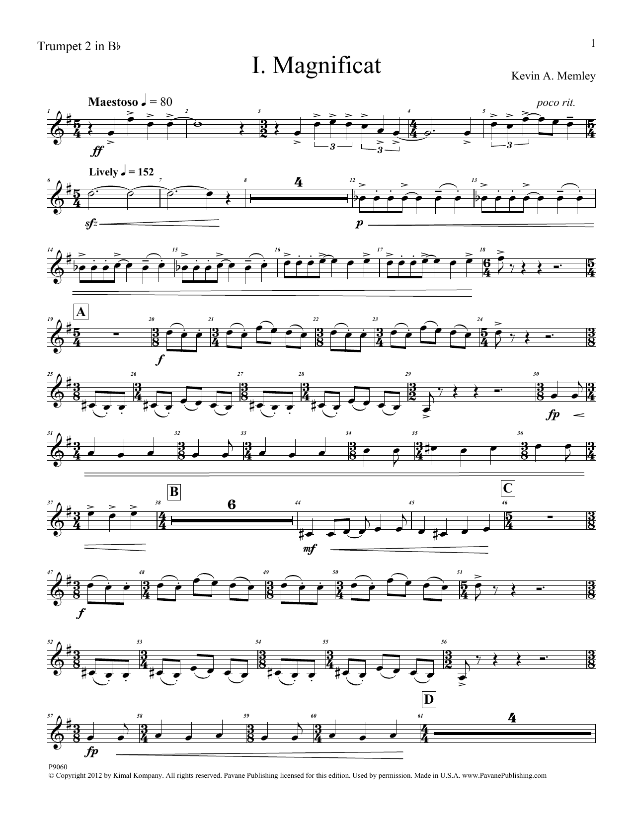 Product picture to: Magnificat (Brass Quintet) (Parts) - Trumpet 2 in Bb