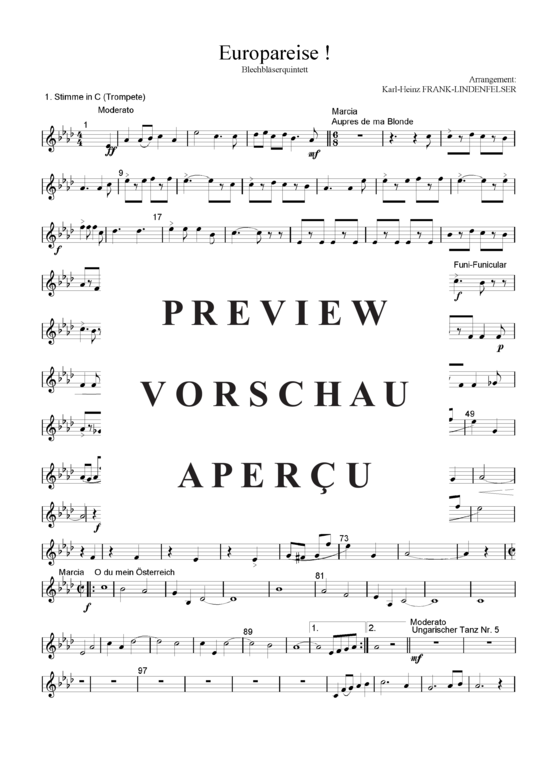Produktgalerie: Seite 15 von 21 Europareise , Blasorchester Fatamo, (Blechbläser Quintett flexible Besetzung)