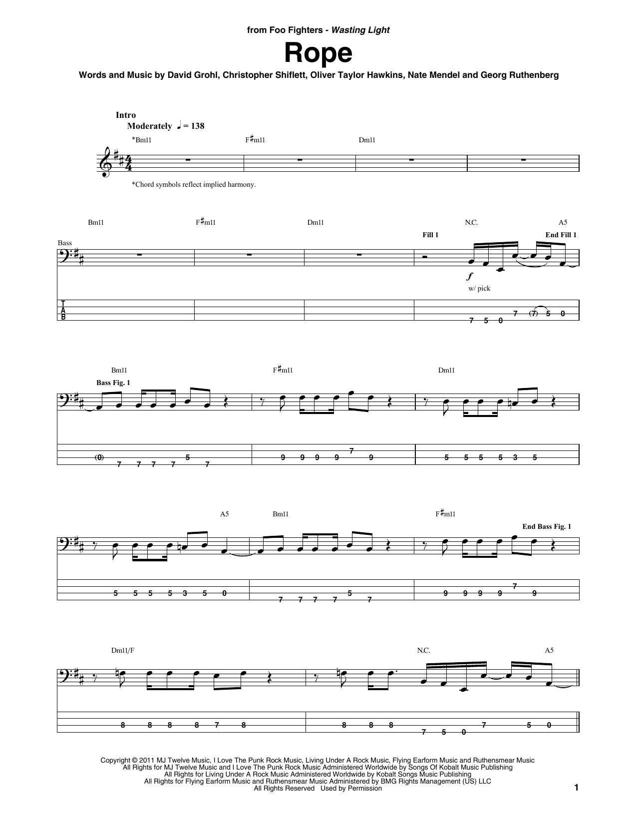 Produktgalerie: Seite 1 von 1 Rope, Foo Fighters, E-Bass