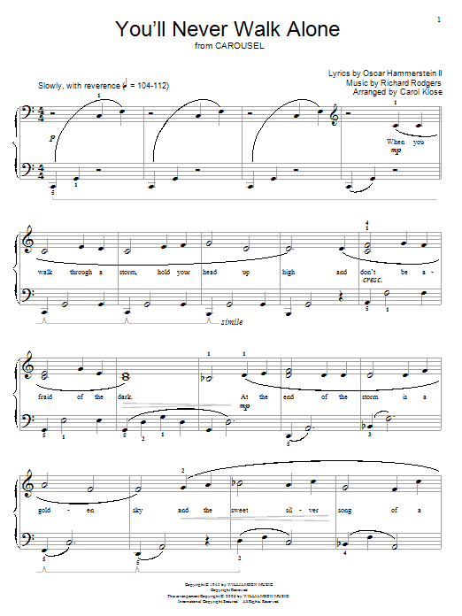 Produktgalerie: Seite 1 von 1 You'll Never Walk Alone, Rodgers & Hammerstein, Klavier