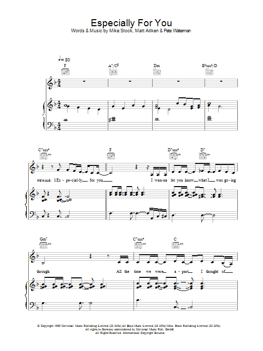 Produktgalerie: Seite 1 von 1 Especially For You, Kylie Minogue, Gesang, Gitarre, Klavier