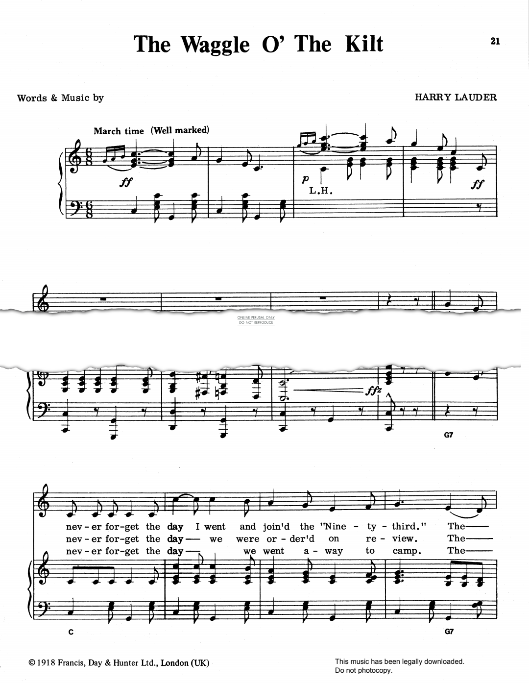 gallery: The Waggle O' The Kilt, Harry Lauder, Gesang, Gitarre, Klavier