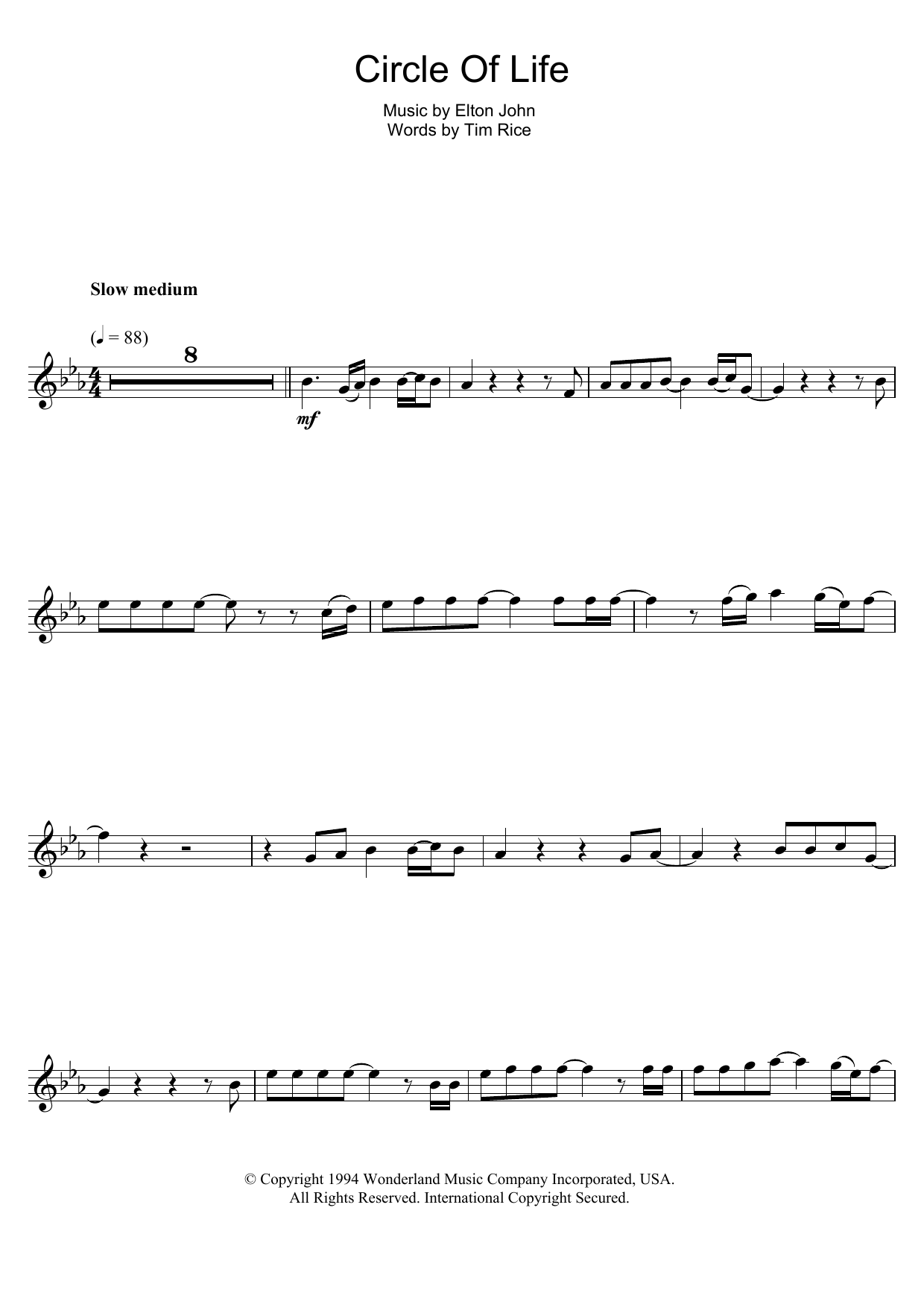 Product gallery: Page 1 of 1 Circle Of Life (from The Lion King), Elton John