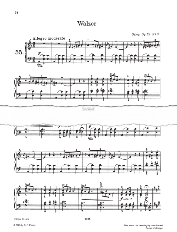 Produktgalerie: Seite 1 von 1 Walzer, Op. 12, Nr. 2, Edvard Grieg, Klavier