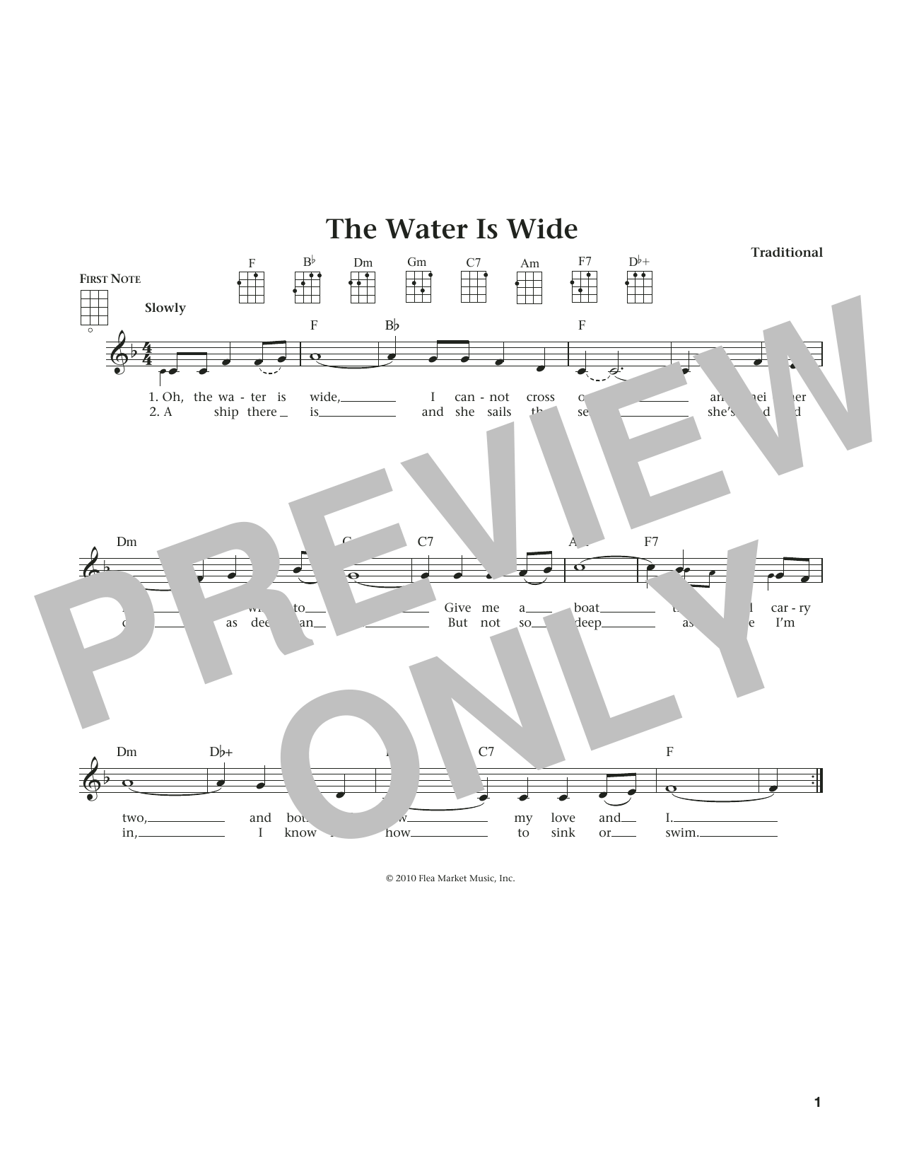 Product gallery: Page 1 of 1 Water Is Wide (from The Daily Ukulele) (arr. Liz and Jim Beloff), Traditional
