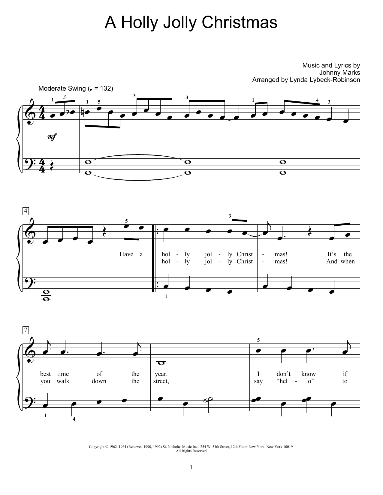 Product gallery: Page 1 of 1 A Holly Jolly Christmas (arr. Lynda Lybeck-Robinson), Johnny Marks
