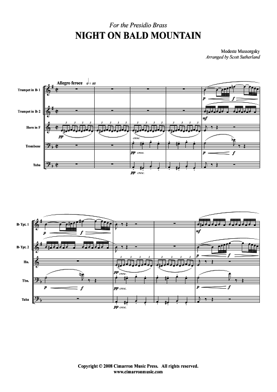 Produktbild zu: Eine Nacht auf dem kahlen Berge Mussorgski (aus: Presidio Brass Series)