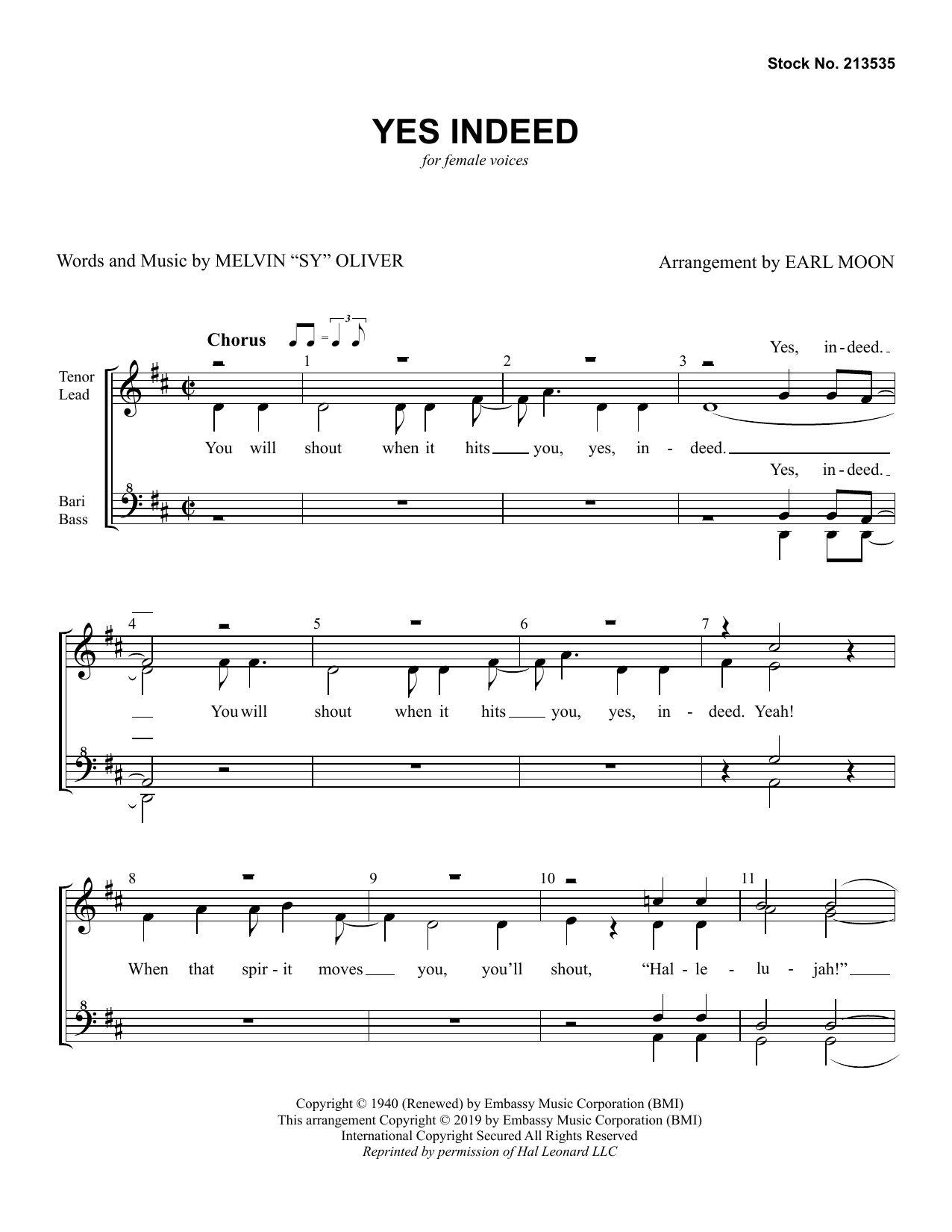 Product gallery: Page 1 of 1 Yes Indeed (arr. Earl Moon), Sy Oliver