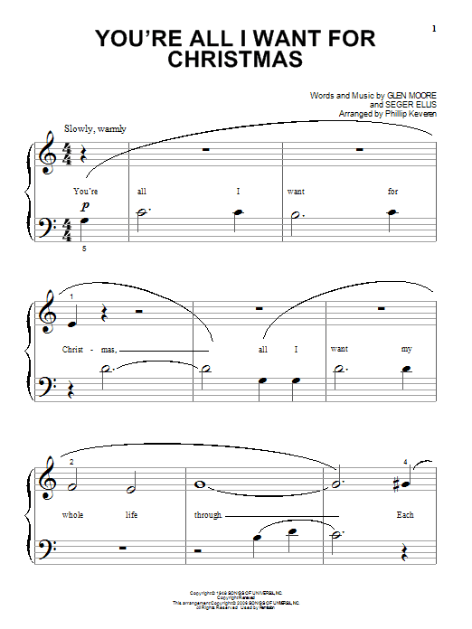 Product gallery: Page 1 of 1 You're All I Want For Christmas (arr. Phillip Keveren), Brook Benton