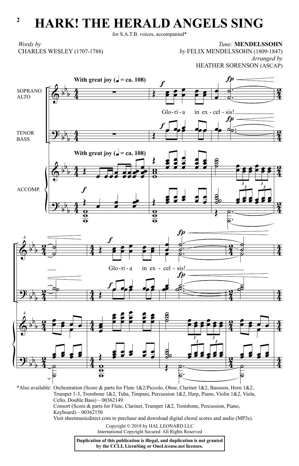 Produktbild zu: Hark! The Herald Angels Sing (arr. Heather Sorenson)