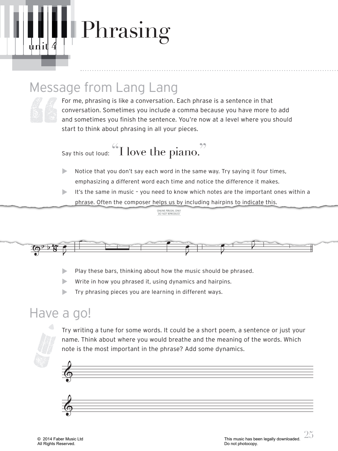 Produktgalerie: Seite 1 von 1 Warm Up - Phrasing, Lang Lang, Klavier