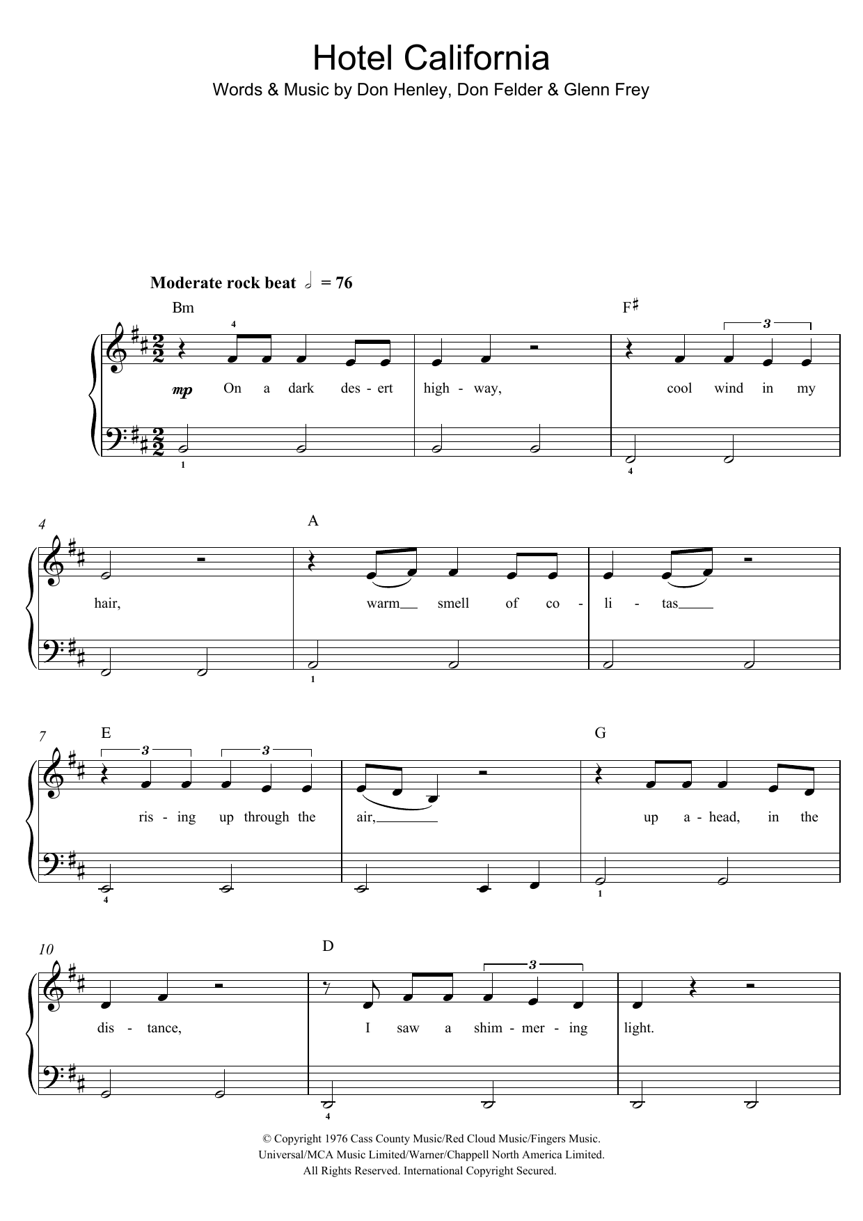 Produktgalerie: Seite 1 von 1 Hotel California, Eagles, Klavier