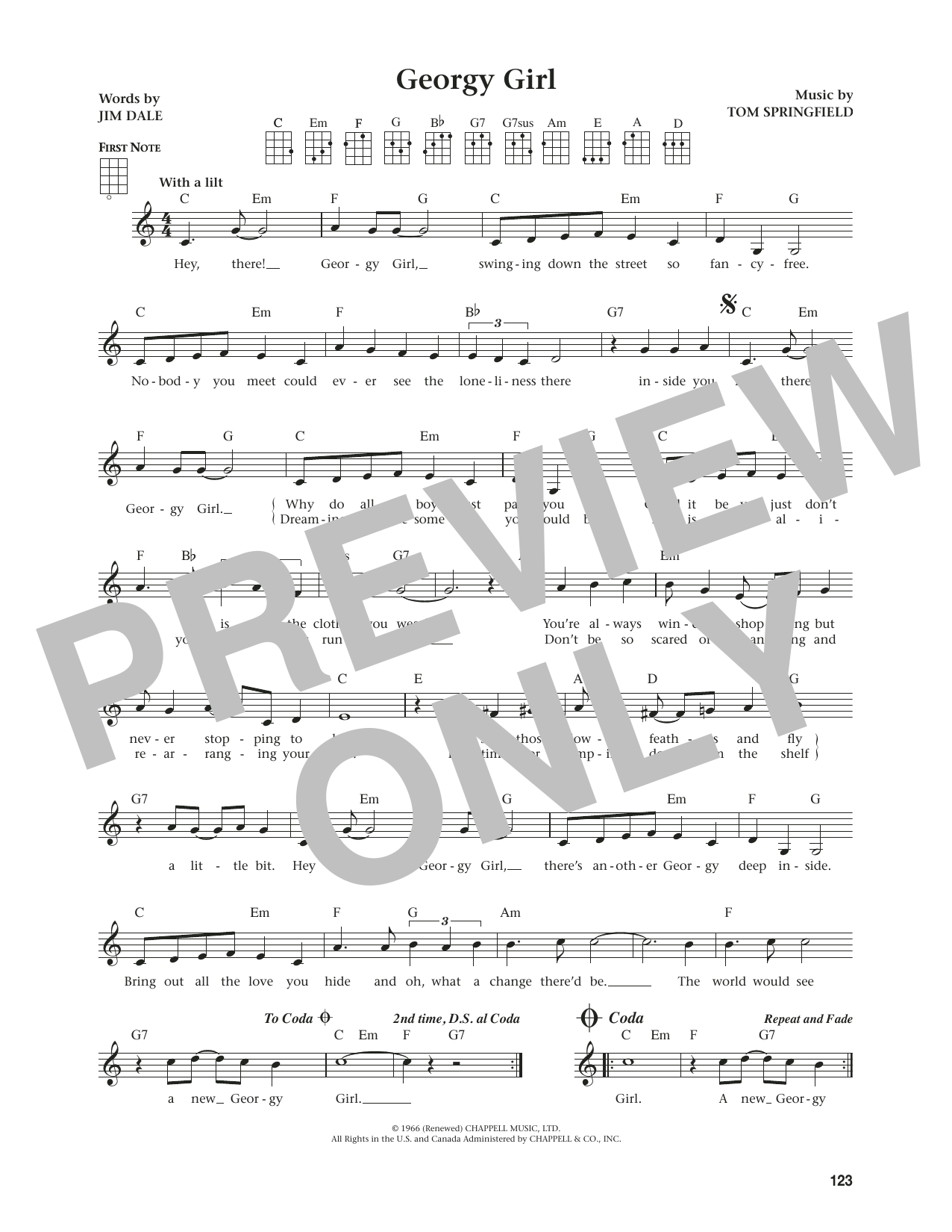 Produktgalerie: Seite 1 von 1 Georgy Girl (from The Daily Ukulele) (arr. Jim Beloff), The Seekers, Ukulele