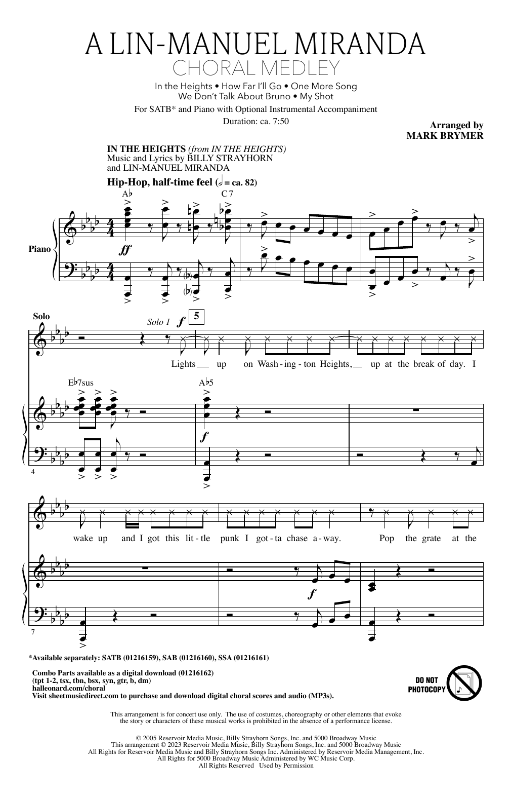 Produktbild zu: A Lin-Manuel Miranda Choral Medley (arr. Mark Brymer)