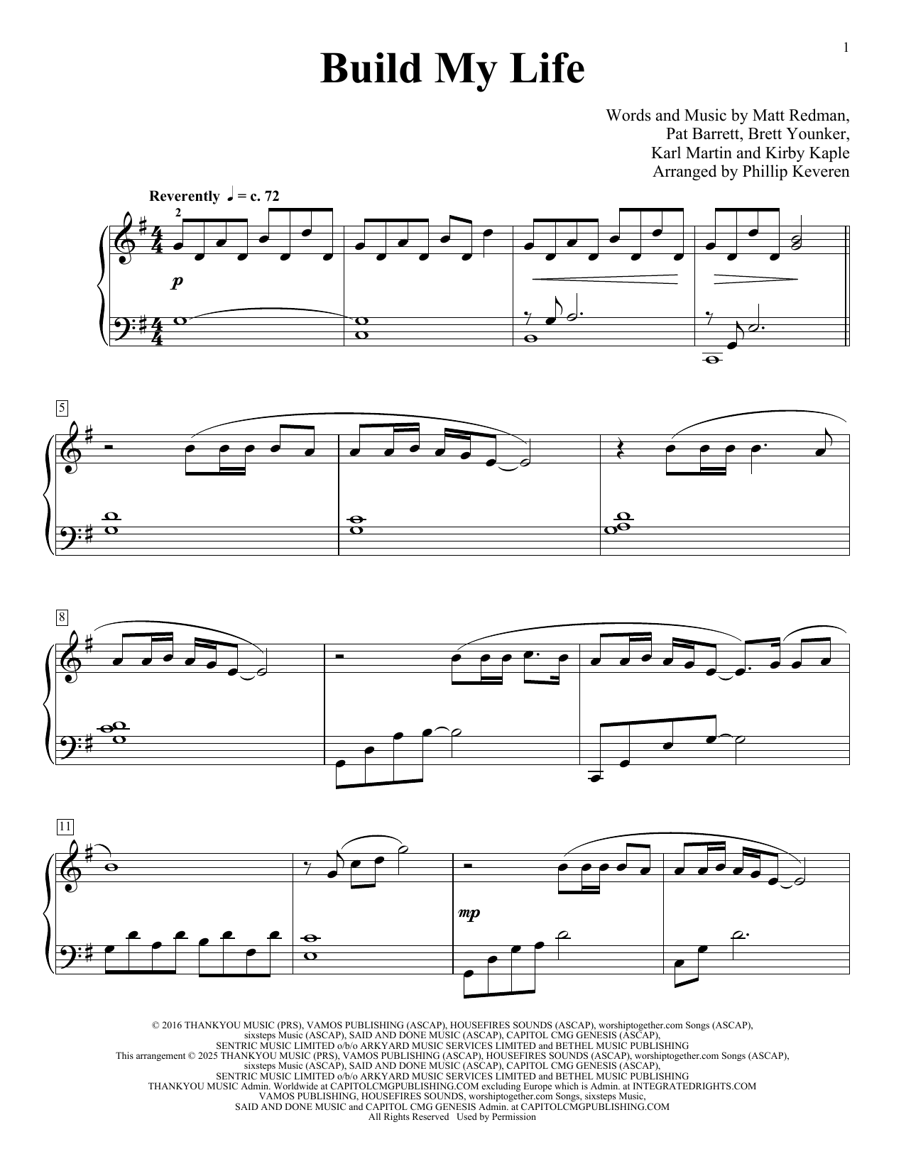 Produktgalerie: Seite 1 von 1 Build My Life (arr. Phillip Keveren), Housefires, Klavier
