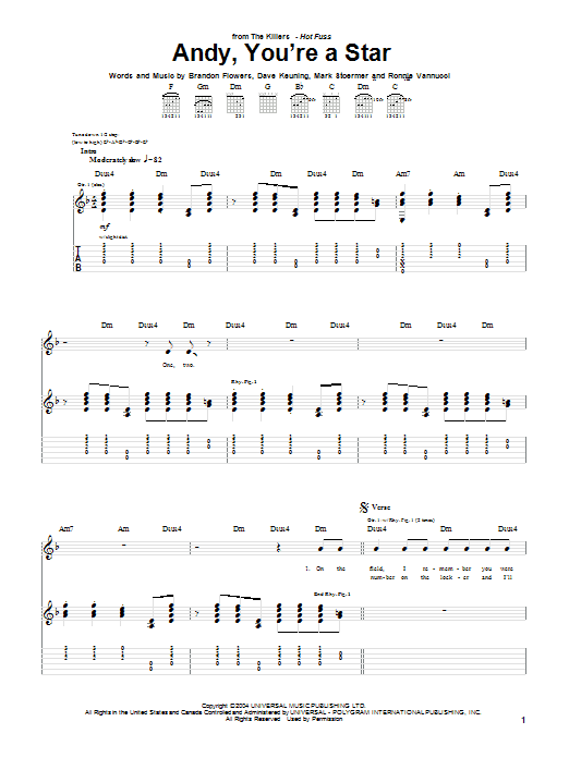 Produktgalerie: Seite 1 von 1 Andy, You're A Star, The Killers, Gitarre